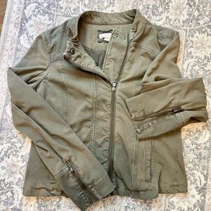 Olive Green Moto Bomber Jacket